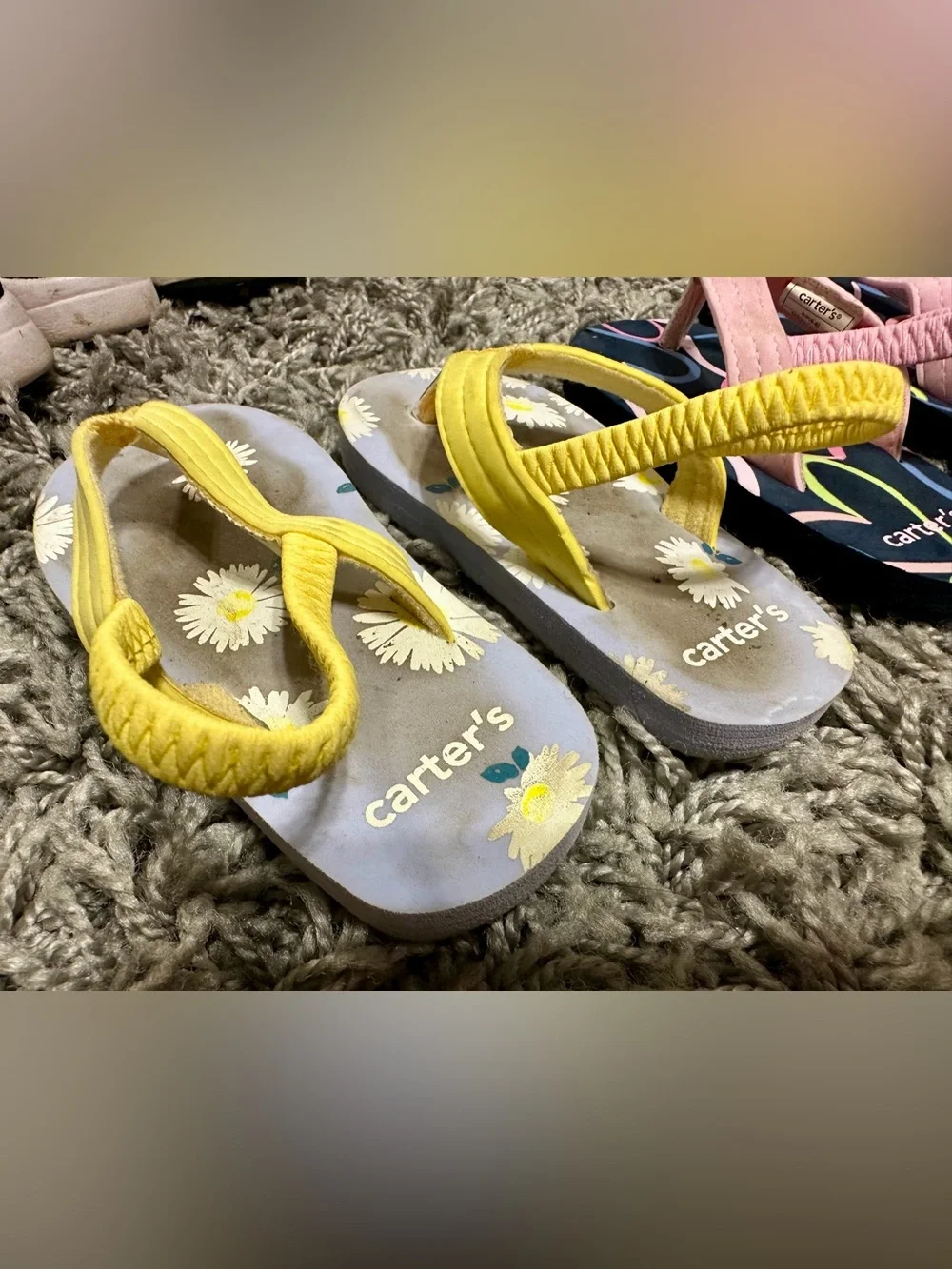Carter's Yellow Daisy Print Flip Flop Sandals